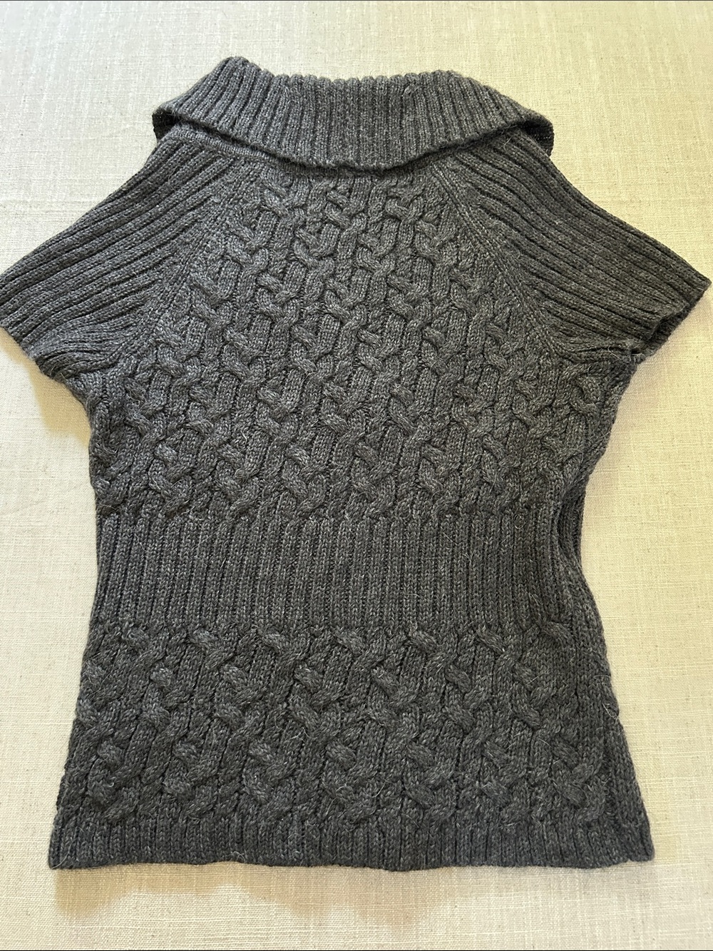 Magaschoni Cable-Knit Sweater Shawl Collar Vest Charcoal Business Casual - Picture 9 of 15